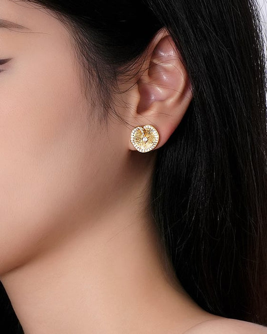 Gold Plated Lotus Leaf Stud Earrings