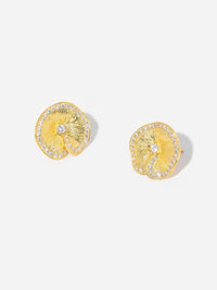 Gold Plated Lotus Leaf Stud Earrings