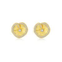 Gold Plated Lotus Leaf Stud Earrings