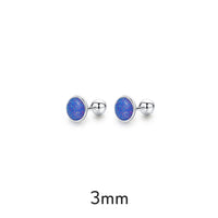 Sterling Silver Created Opal Ball Screw Back Earrings