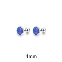 Sterling Silver Created Opal Ball Screw Back Earrings