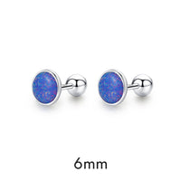 Sterling Silver Created Opal Ball Screw Back Earrings