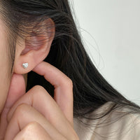Sterling Silver Diamond Cut Heart Stud Earrings