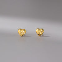 Sterling Silver Diamond Cut Heart Stud Earrings