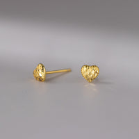 Sterling Silver Diamond Cut Heart Stud Earrings