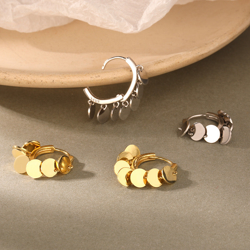 Sterling Silver Disc Dangle Earrings