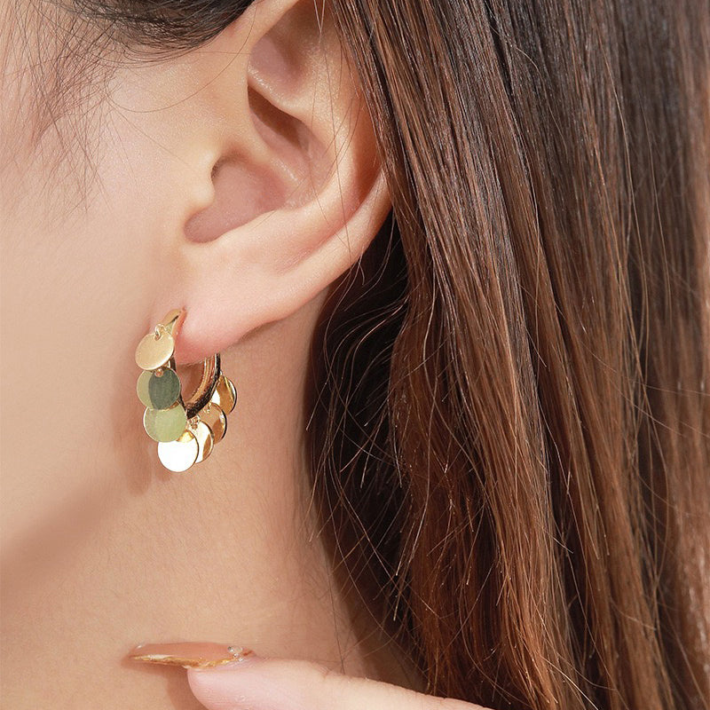 Sterling Silver Disc Dangle Earrings