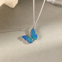 Sterling Silver Enamel Butterfly Necklace