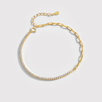 Gold Plated Sterling Silver Cubic Zirconia Chain Bracelet