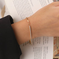 Gold Plated Sterling Silver Cubic Zirconia Chain Bracelet
