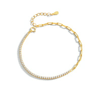 Gold Plated Sterling Silver Cubic Zirconia Chain Bracelet