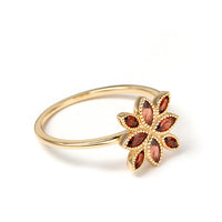 Sterling Silver Flower Natural Garnet Ring