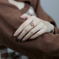 Sterling Silver Flower Natural Garnet Ring