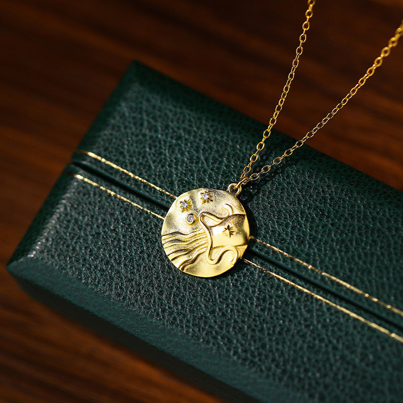 Sterling Silver Fossil Jellyfish Pendant Necklace