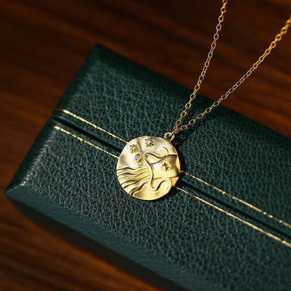 Sterling Silver Fossil Jellyfish Pendant Necklace