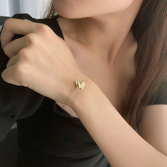 Gold Butterfly Bracelet in Sterling Silver