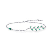 Sterling Silver Green Leaf Adjustable Bracelet