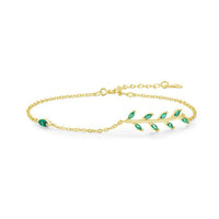 Sterling Silver Green Leaf Adjustable Bracelet
