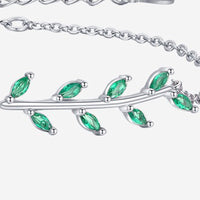 Sterling Silver Green Leaf Adjustable Bracelet