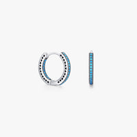 Sterling Silver Heart to Heart Turquoise Hoop Earrings