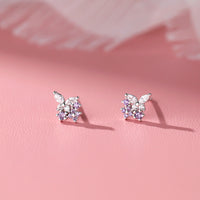 Sterling Silver Lavender Butterfly Stud Earrings