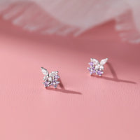 Sterling Silver Lavender Butterfly Stud Earrings