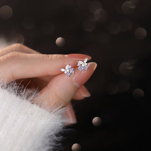 Sterling Silver Lavender Butterfly Stud Earrings