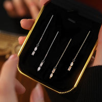 Sterling Silver Long Chain Tassel Threader Earrings