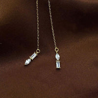 Sterling Silver Long Chain Tassel Threader Earrings