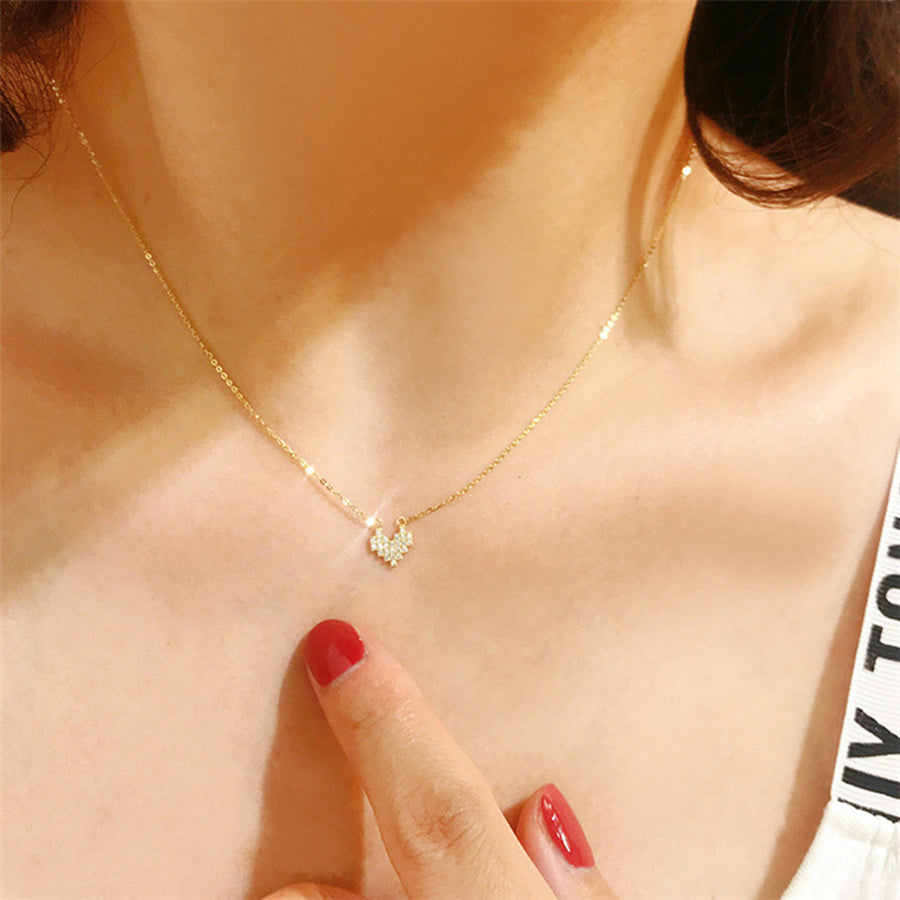 Gold Plated Pixel Heart Necklace