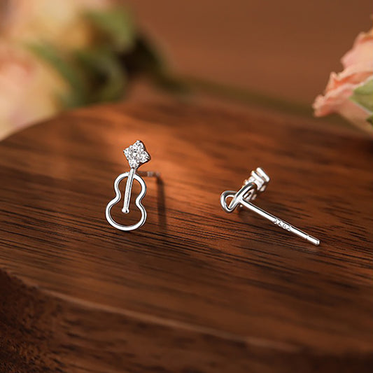 Sterling Silver Music Note Violin Earrings