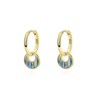 Sterling Silver Abalone Shell Hoop Earrings