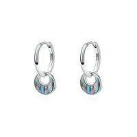 Sterling Silver Abalone Shell Hoop Earrings