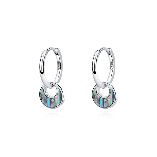 Sterling Silver Abalone Shell Hoop Earrings