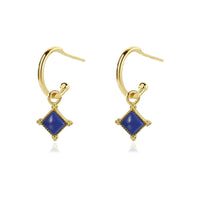 Sterling Silver Natural Lazurite Half Hoop Stud Earrings