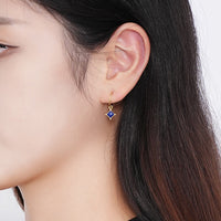 Sterling Silver Natural Lazurite Half Hoop Stud Earrings
