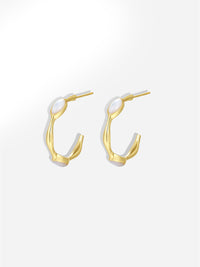 Gold Plated Sea Shell Half Hoop Stud Earrings