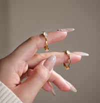 Gold Plated Sea Shell Half Hoop Stud Earrings