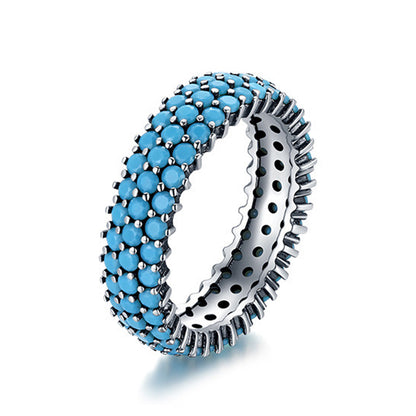 Sterling Silver Oxidized Turquoise Eternity Ring