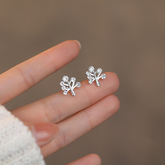 Sterling Silver Cubic Zirconia Tree of Life Earrings