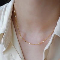 Sterling Silver Cubic Zirconia Sequin Chain Necklace