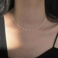 Sterling Silver Cubic Zirconia Sequin Chain Necklace
