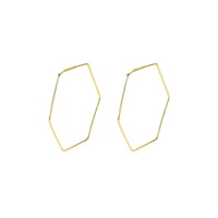 Gold Plated Thin Hexagon Hoop Earrings