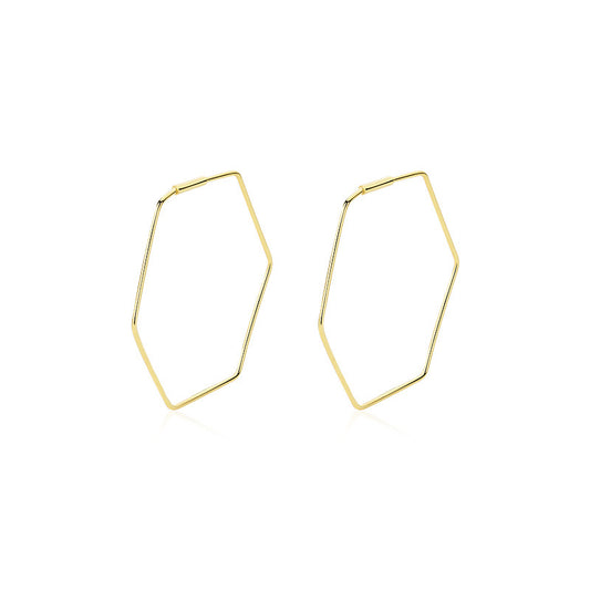 Gold Plated Thin Hexagon Hoop Earrings