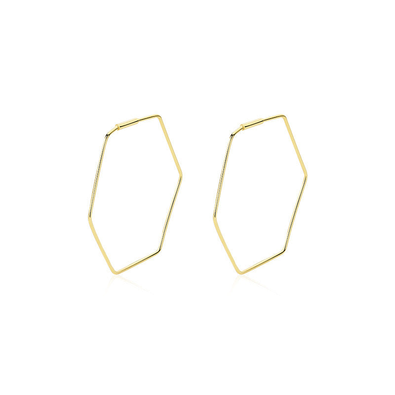 Gold Plated Thin Hexagon Hoop Earrings