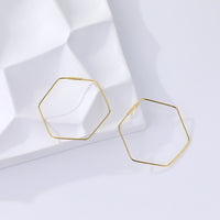 Gold Plated Thin Hexagon Hoop Earrings