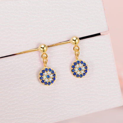 Cubic Zirconia Evil Eye Drop Earrings