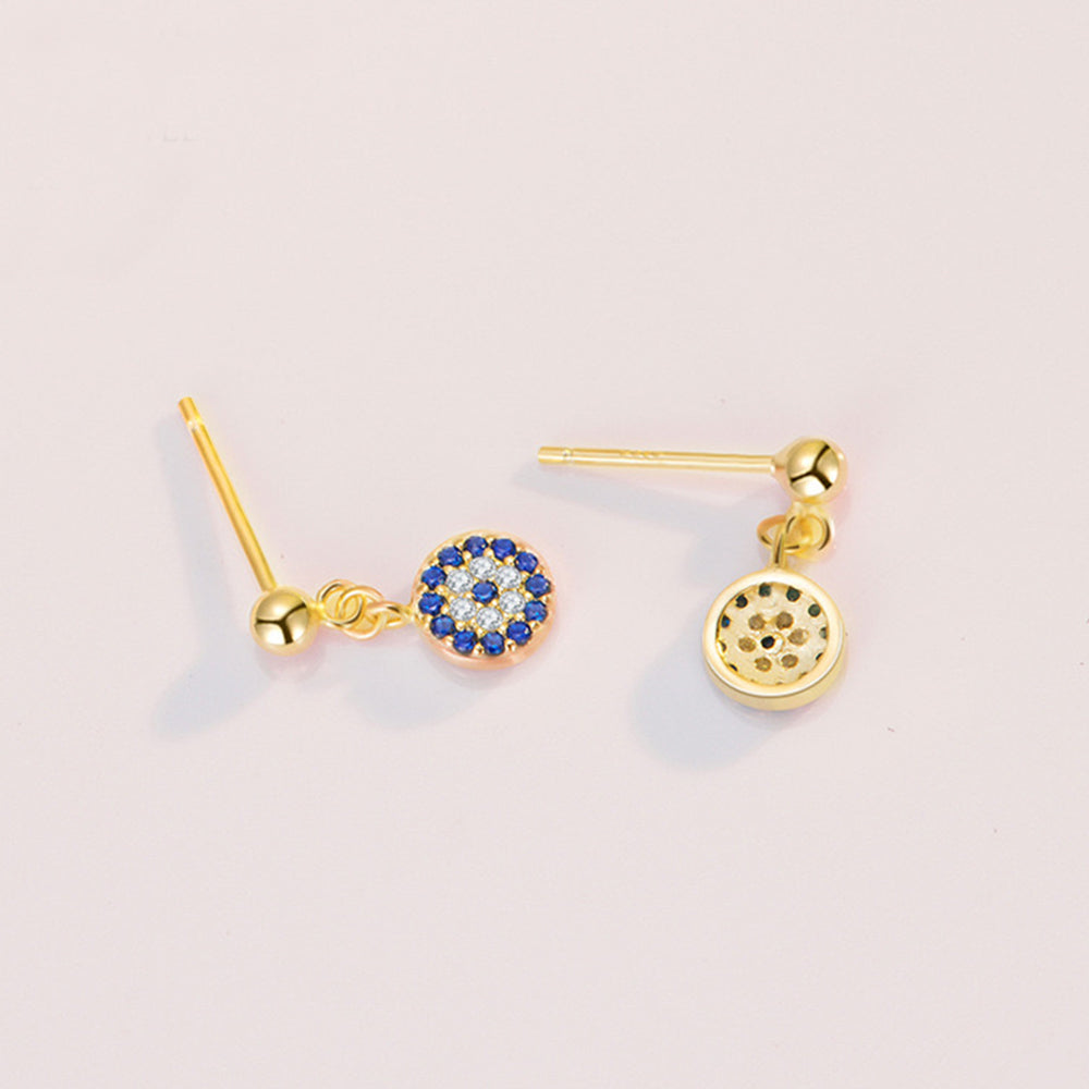 Cubic Zirconia Evil Eye Drop Earrings