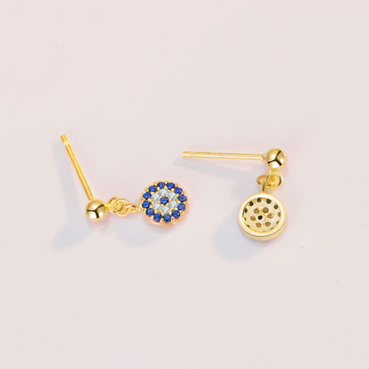 Cubic Zirconia Evil Eye Drop Earrings