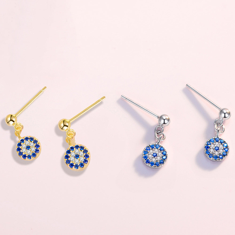 Cubic Zirconia Evil Eye Drop Earrings
